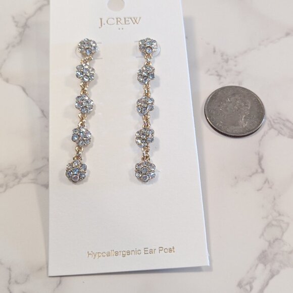 J.Crew Factory Linear Crystal Flower Statement Earrings - Picture 5 of 6